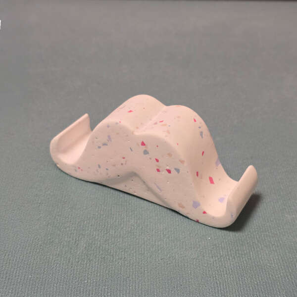 韓國石膏手工製作鬍鬚造型擴香手機座，水磨石款式展示圖