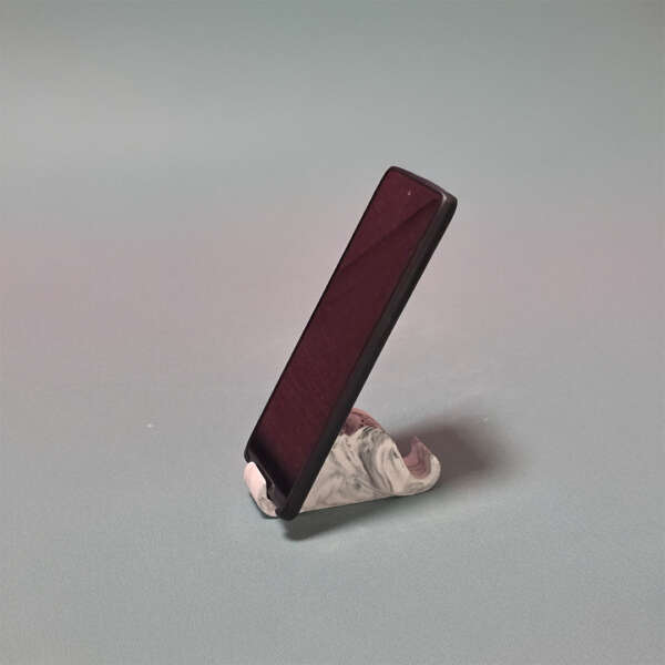 韓國石膏手工製作鬍鬚造型擴香手機座，水磨石款式展示圖